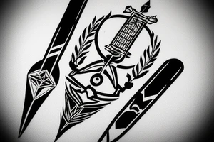 two swords with words “vive gladio peri gladio” tattoo idea