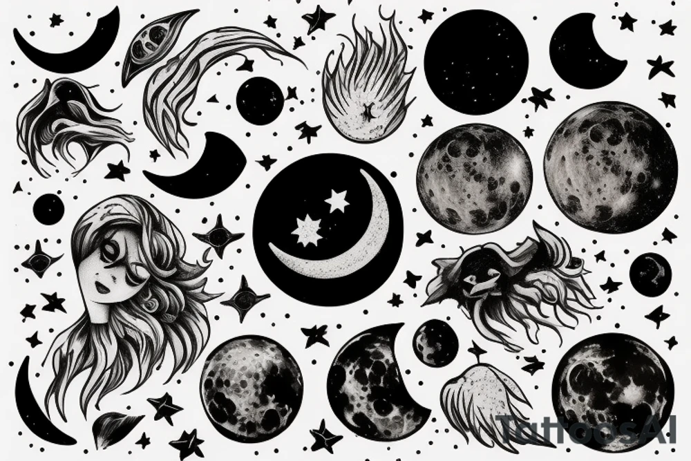 Dreaming on the moon tattoo idea