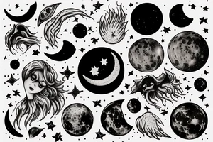 Dreaming on the moon tattoo idea