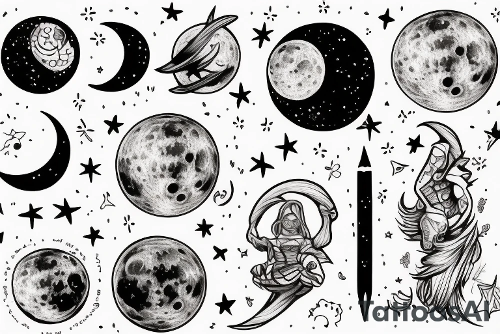Dreaming on the moon tattoo idea