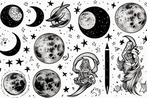 Dreaming on the moon tattoo idea