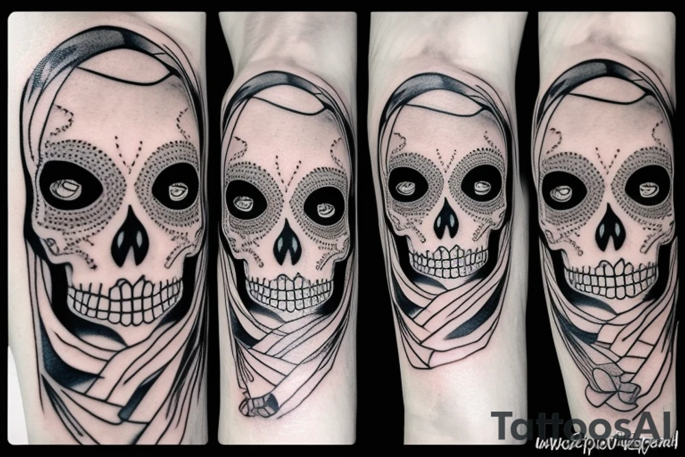 woman, skeleton, eye tattoo idea