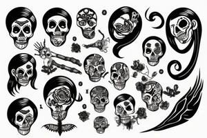 woman, skeleton, eye tattoo idea
