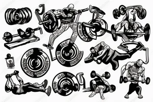 Weight lifting and machine guns with violence tattoo idea