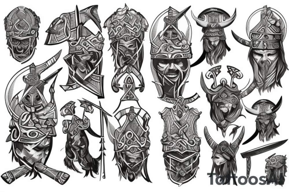 Viking warrior, sleeve tattoo idea