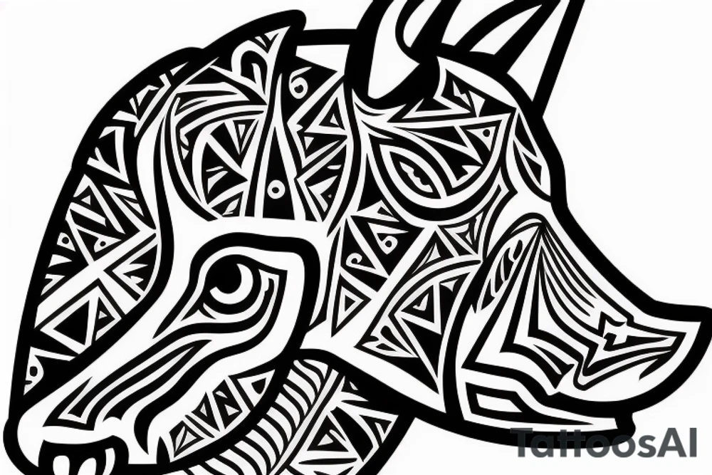 Aztec stylized  Rhino head tattoo idea