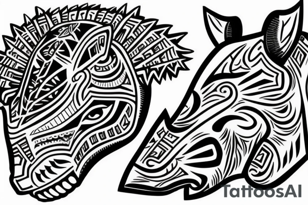 Aztec stylized  Rhino head tattoo idea