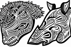Aztec stylized  Rhino head tattoo idea
