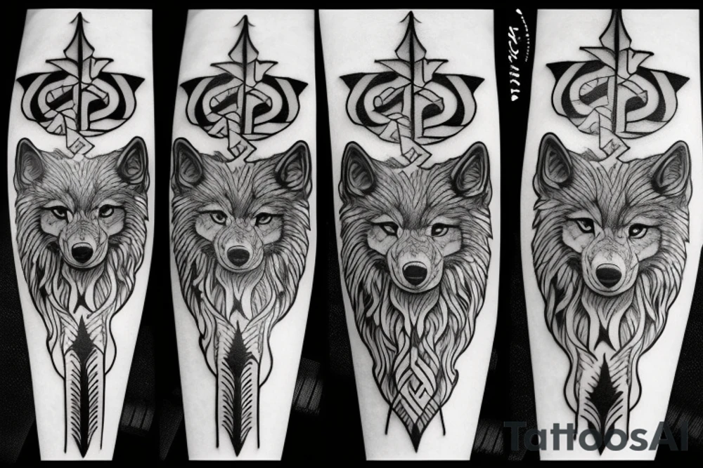 Wolf trident tattoo idea