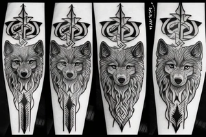 Wolf trident tattoo idea