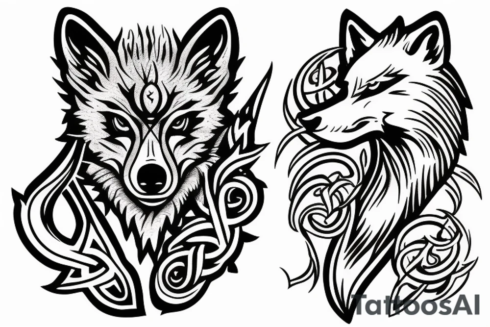Wolf trident tattoo idea