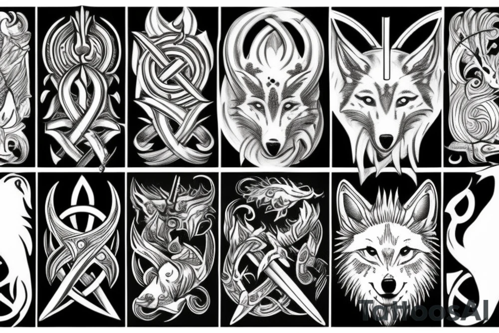 Wolf trident tattoo idea
