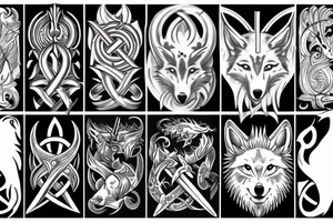 Wolf trident tattoo idea