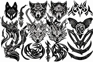 Wolf trident tattoo idea