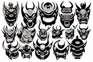 japanese oni mask dark demon tattoo idea