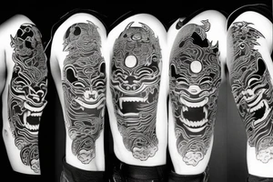 japanese oni mask dark demon tattoo idea