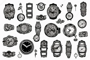 Un barco con un reloj antiguo tattoo idea