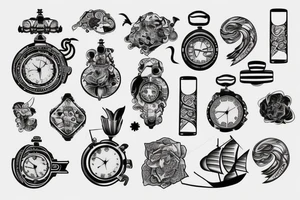 Un barco con un reloj antiguo tattoo idea