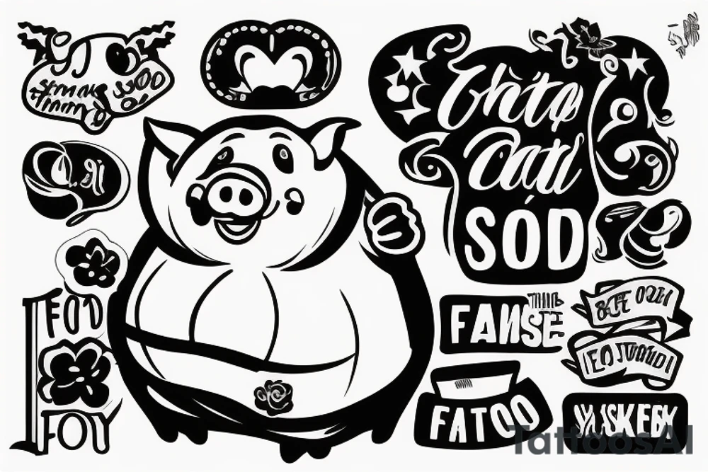 A fat pig with the text "Fat-so" tattoo idea