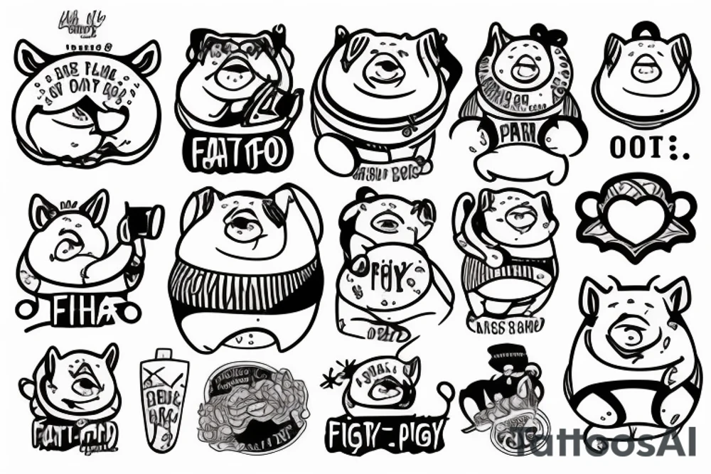 A fat pig with the text "Fat-so" tattoo idea