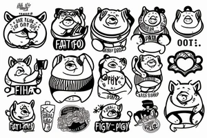 A fat pig with the text "Fat-so" tattoo idea