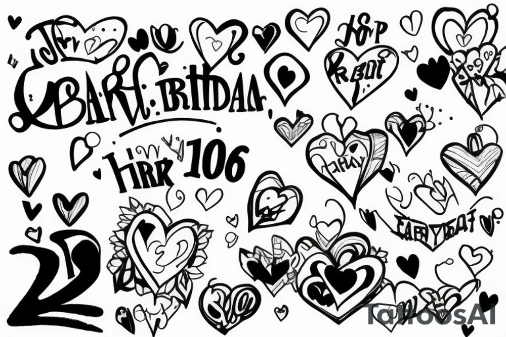 birthday 11.05.2007 with a heart and anime sign tattoo idea