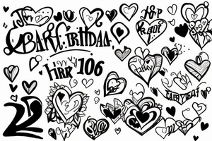 birthday 11.05.2007 with a heart and anime sign tattoo idea