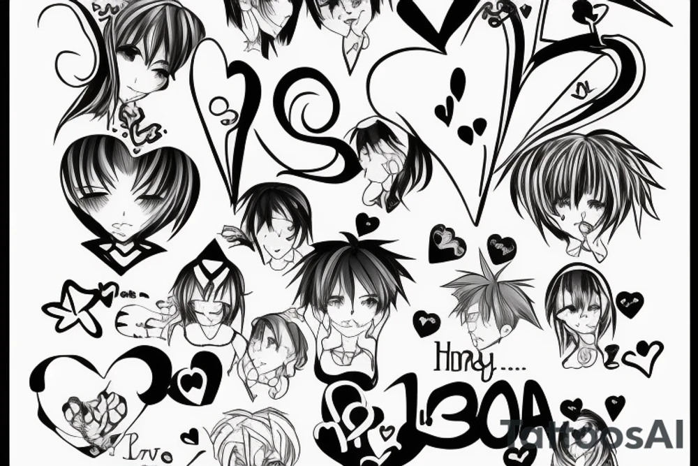 birthday 11.05.2007 with a heart and anime sign tattoo idea