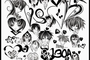 birthday 11.05.2007 with a heart and anime sign tattoo idea