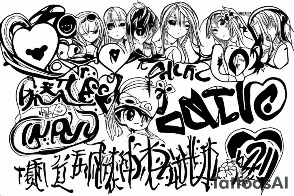 11.05.2007 with a heart and anime sign and the name Ashley tattoo idea