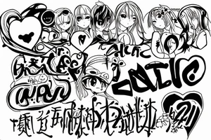 11.05.2007 with a heart and anime sign and the name Ashley tattoo idea