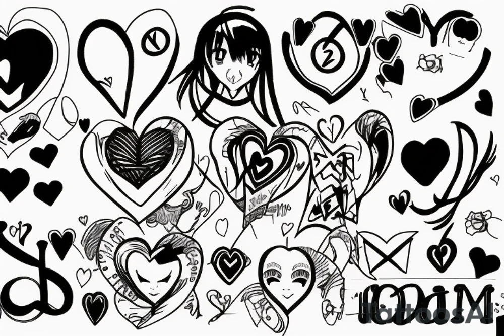 11.05.2007 with a heart and anime sign and a A tattoo idea