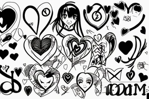 11.05.2007 with a heart and anime sign and a A tattoo idea