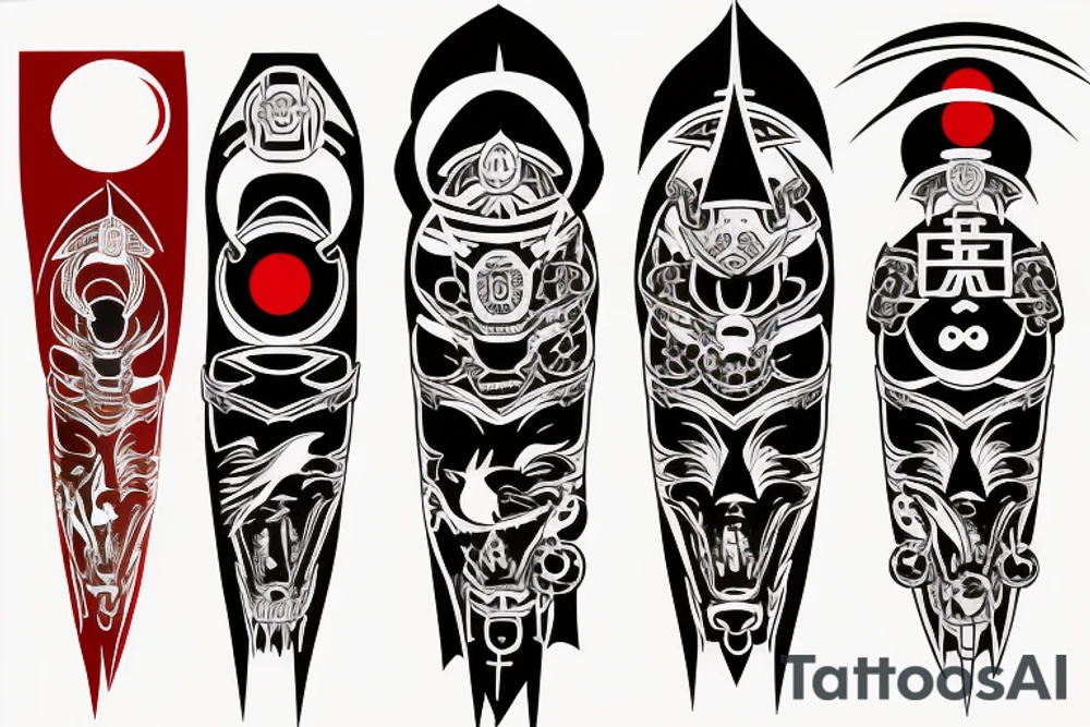 Red sun samurai 
mafia devil design dragon tattoo idea
