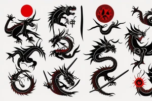 Red sun samurai 
mafia devil design dragon tattoo idea
