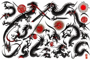 Red sun samurai 
mafia devil design dragon tattoo idea