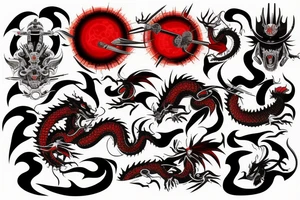 Red sun samurai 
mafia devil design dragon tattoo idea