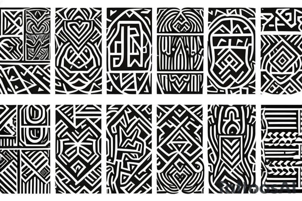 Tribal pattern with hearts and ladders tattoo idea