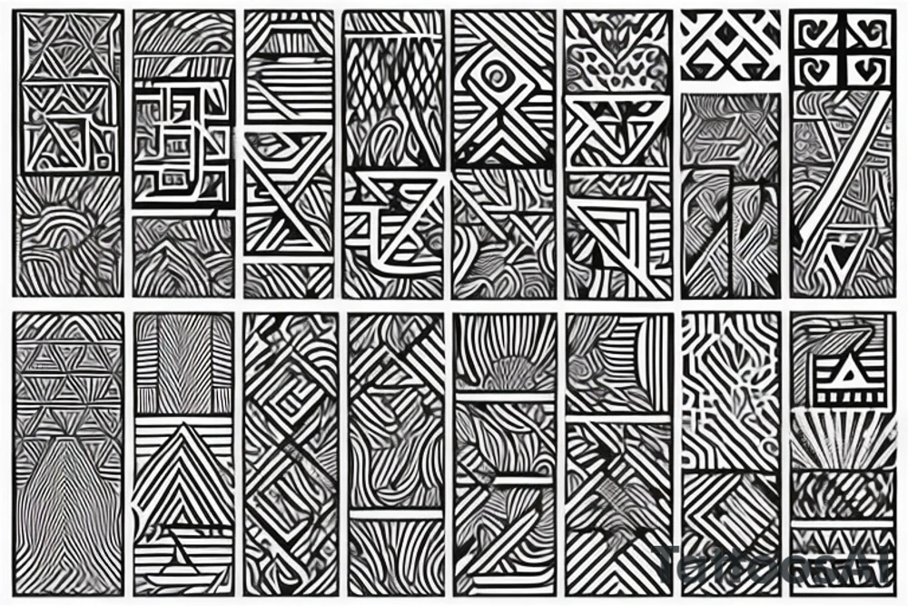 Tribal pattern with hearts and ladders tattoo idea