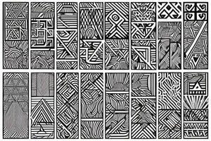 Tribal pattern with hearts and ladders tattoo idea