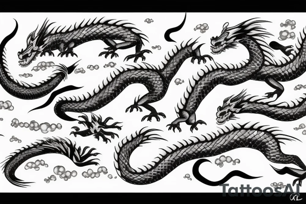 dragon with thunders tattoo idea