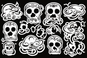 clouds and skulls tattoo idea