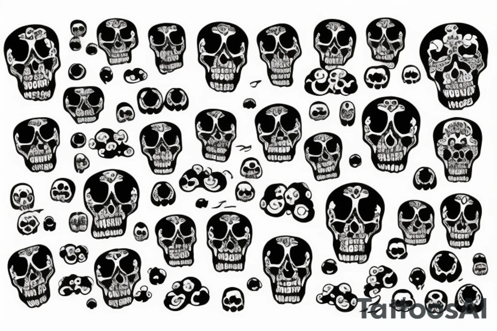 clouds and skulls tattoo idea