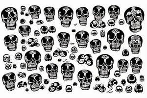 clouds and skulls tattoo idea