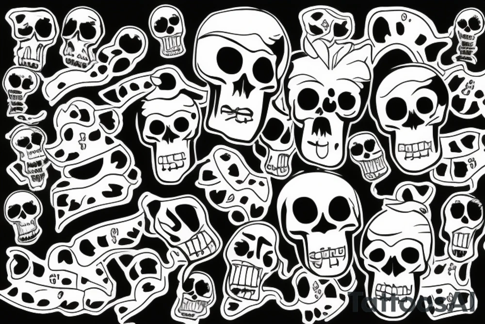 clouds and skulls tattoo idea