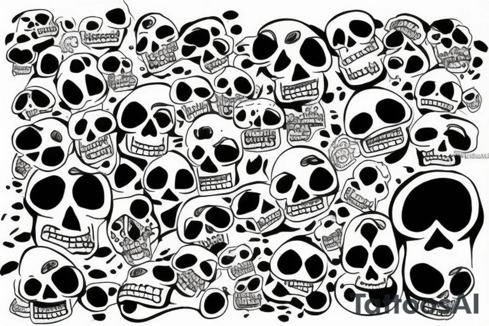 clouds and skulls tattoo idea
