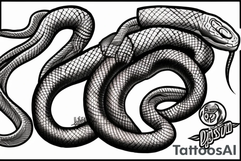 American Traditional style ball python with the name Jayson tattoo idea
