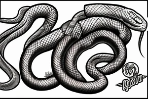American Traditional style ball python with the name Jayson tattoo idea