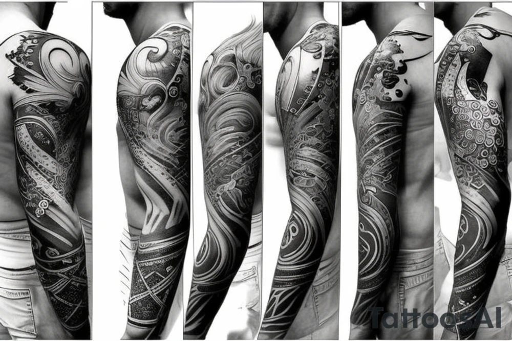 Half sleeve with a design of greek gods tattoo idea