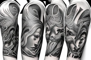 Half sleeve with a design of greek gods tattoo idea